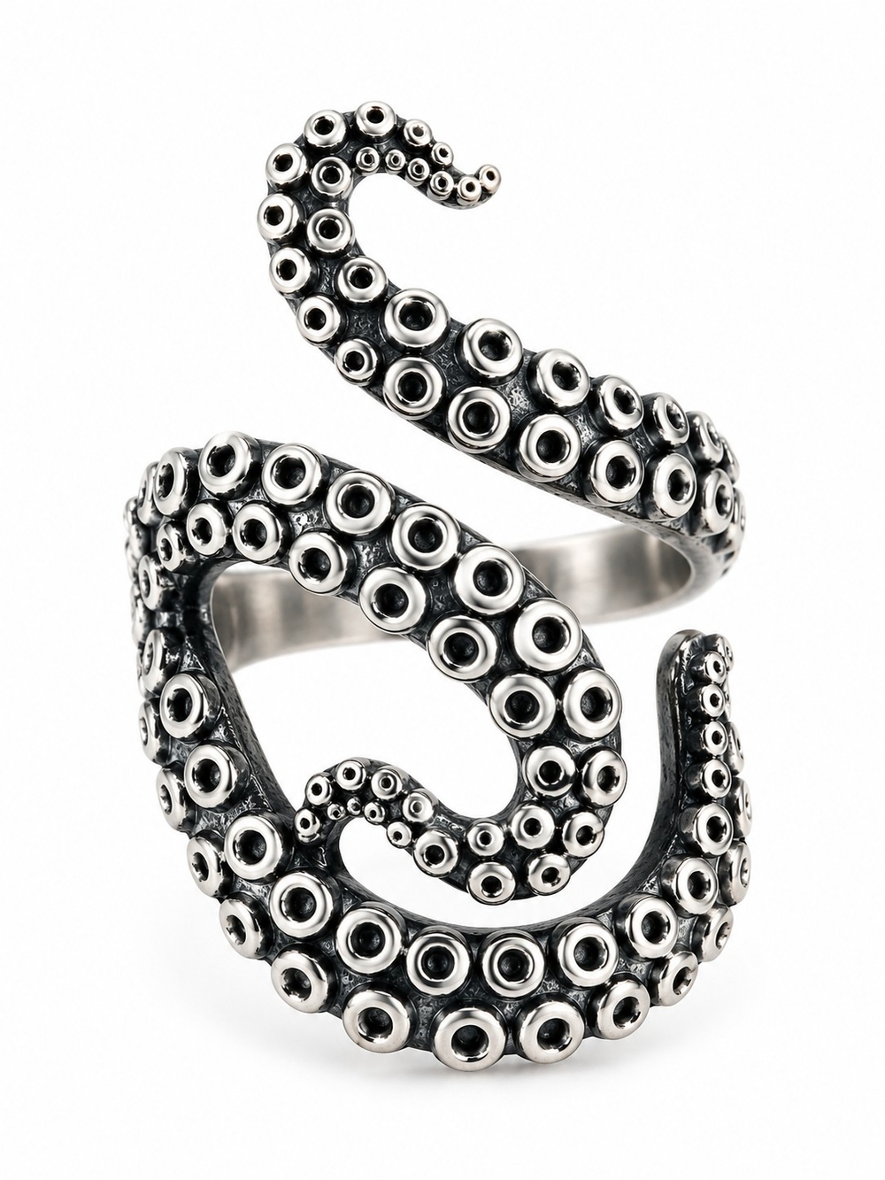 Octopus Tentacle Wrap Ring Silver Adjustable Statement Ring
